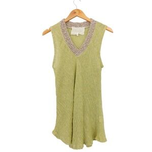 Marisa Made in Italy‎ Size Large Linen Blend Crochet Trim Sleeveless Top